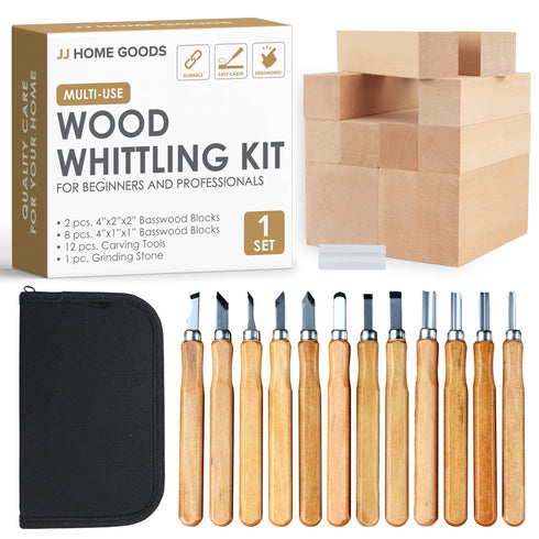 JJ CARE Premium Wood Carving Kit - Whittling Kit for Beginners for Kids & Adults - Widdle Wood Kit Gift Set